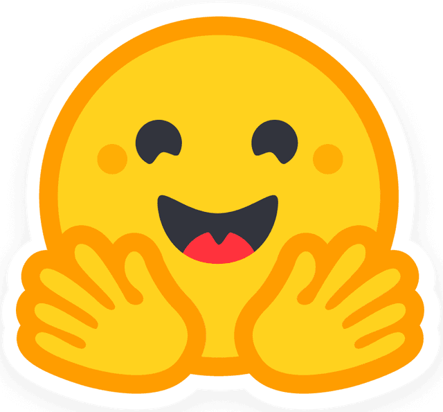 Logo of HuggingFace, the hugging face emoji