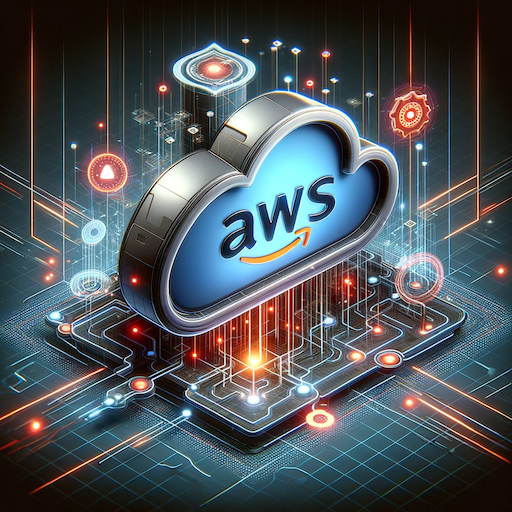 Logo of AWS above a circuit board